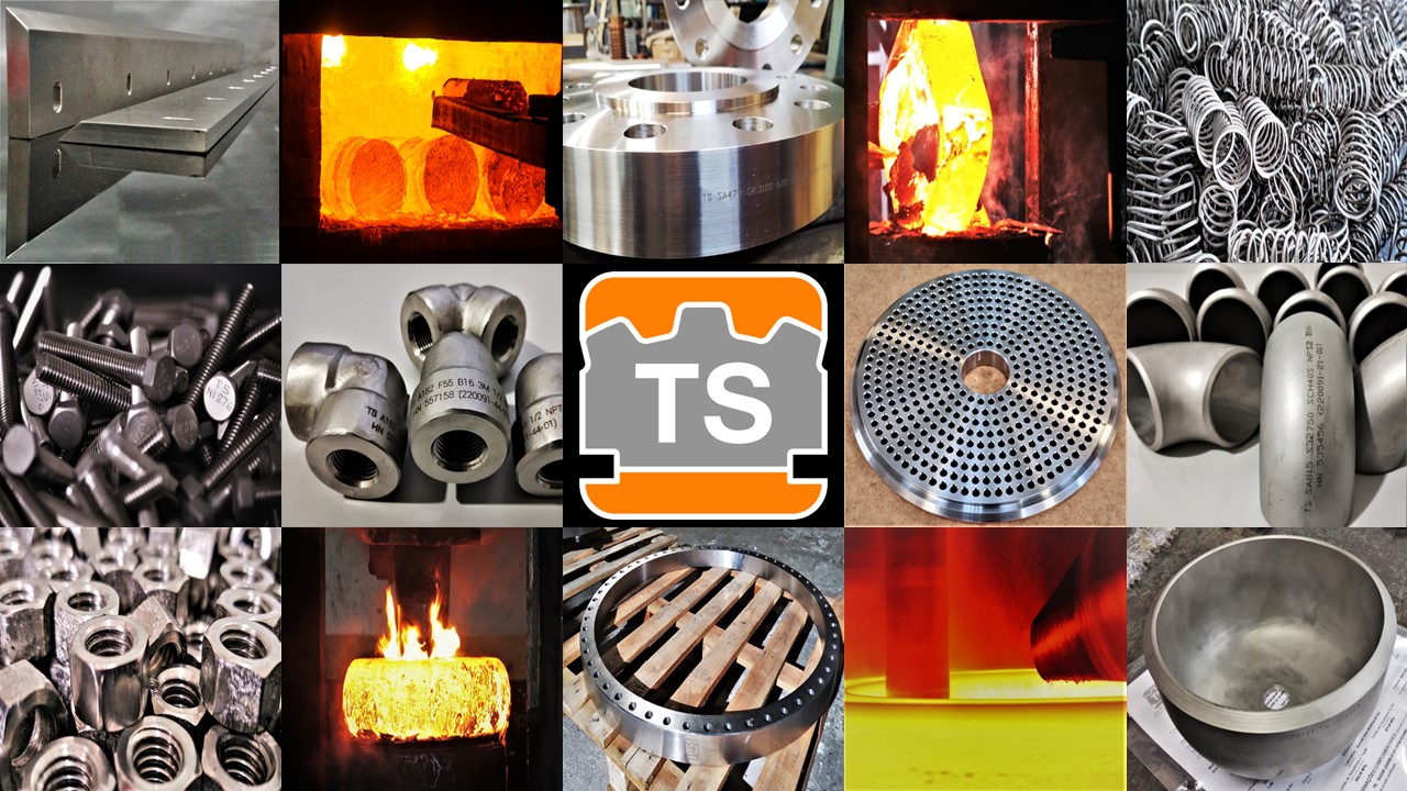 Peças usinadas, blocos forjados, anéis laminados, flanges, fixadores, parafusos, porcas